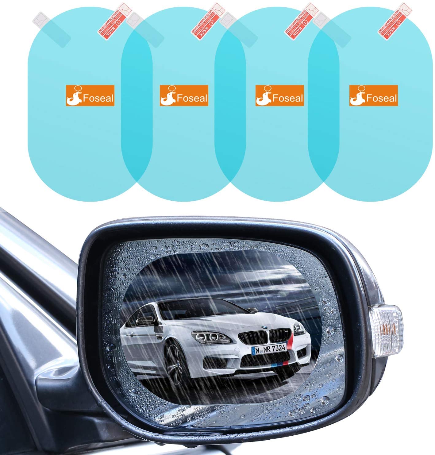 4 PCS Rainproof Car Rear View Mirror Film, Foseal Side Mirror Film Drive Safely HD Clear Nano Coating waterproof Films Anti-scratch Protector for SUV Car Mirrors Side Windows, Oval (5.31