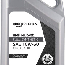 AmazonBasics High Mileage Motor Oil, SN Plus, Full Synthetic, 10W-30, 5 Quart