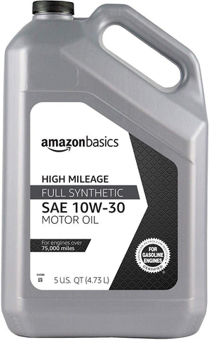 AmazonBasics High Mileage Motor Oil, SN Plus, Full Synthetic, 10W-30, 5 Quart