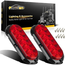 Partsam 2PCS Trailer Truck Boat Bus Red LED 6" Inch Oval Stop Turn Tail Brake Light DOT Certified Marker Lights Sealed Surface Mount 12V Waterproof IP65 Replacement for Jeep RV Trucks