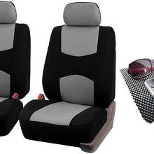 TLH Multifunctional Flat Cloth Seat Covers Front Set, Airbag Compatible, Gray Color-Universal Fit for Cars, Auto, Trucks, SUV