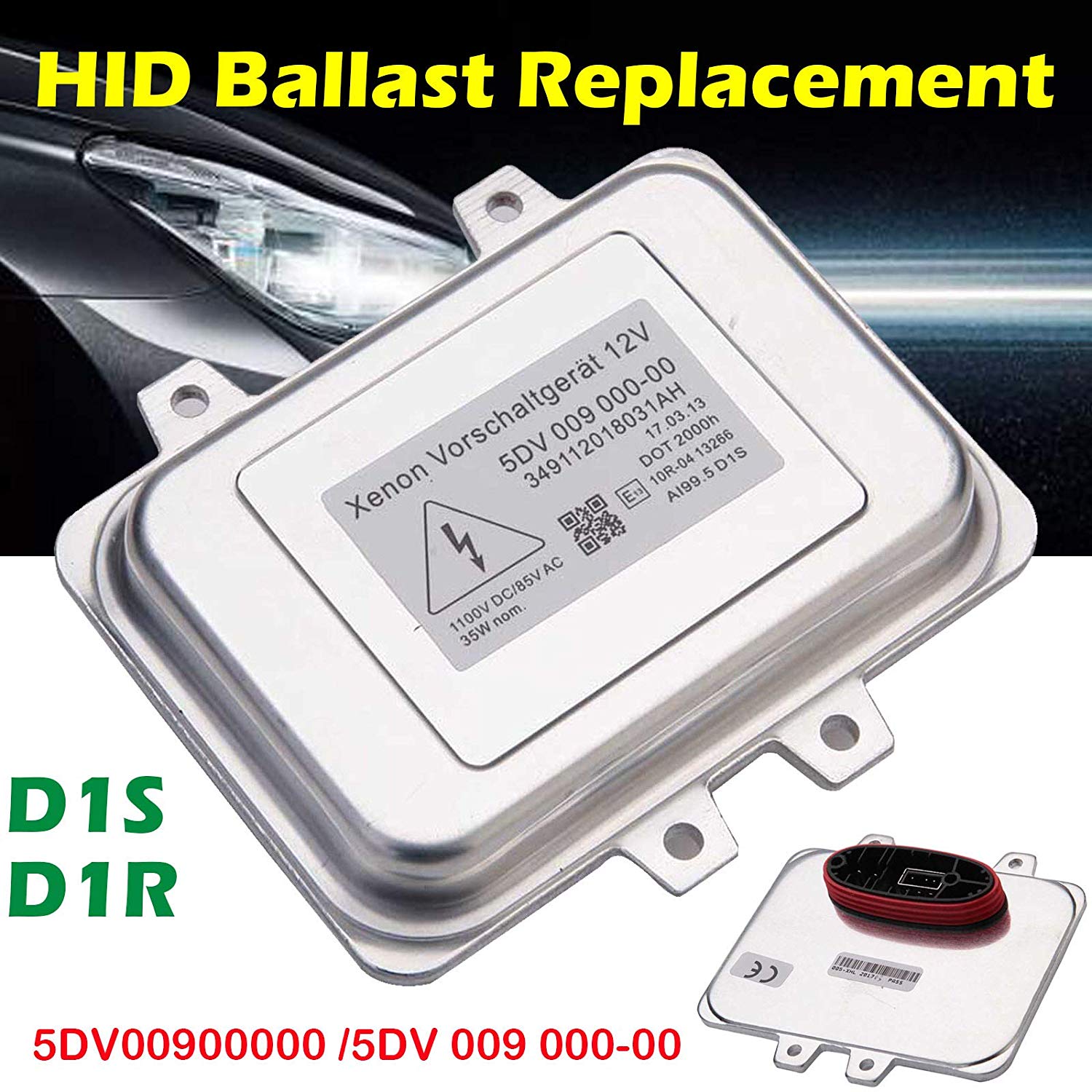 HID Ballast Replacement Xenon Headlight Control Unit Module D1S D1R Bulb Lamp Fits 5DV00900000 5DV 009 000-00 15782392 12767670 For BMW 5-Series Freightliner Dodge Volkswagen Chrysler 3 Yr Warranty