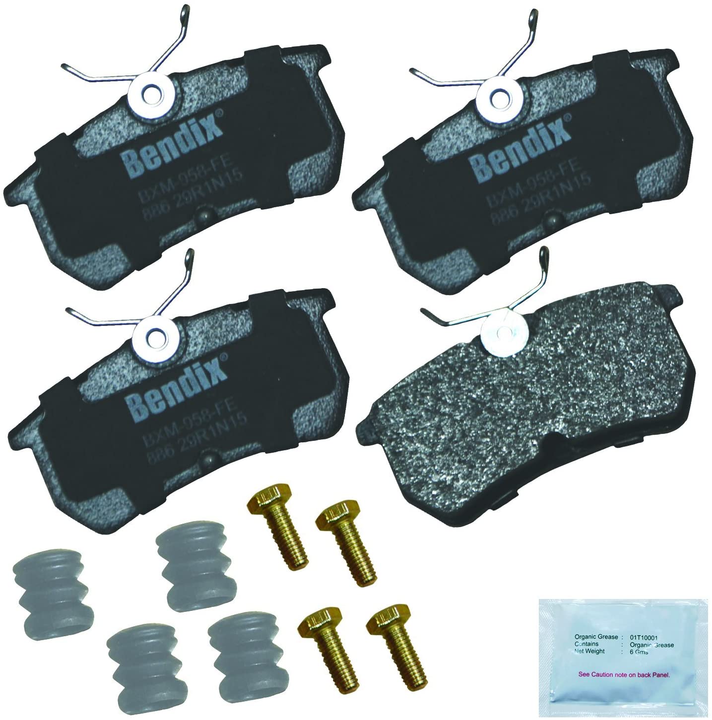 Bendix Premium Copper Free CFM886 Semi-Metallic Brake Pad (with Installation Hardware Rear)