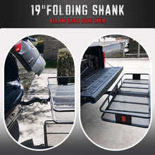 KING BIRD Upgraded 550LBS Capacity 60" x 24" x 6" Hitch Mount Folding Cargo Carrier Fits to 2'' Receiver,Heavy Duty Cargo Basket with Trailer Hitch Lock,Hitch Stabilizer,Net and Straps