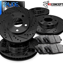 For Hyundai Tucson Front Rear Black Drill Slot Brake Rotors+Ceramic Brake Pads