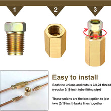 12 Pieces 3/8 Inch-24 Threads Brake Line Fittings Assortment for 3/16 Inch Tube (4 Unions, 8 Nuts)