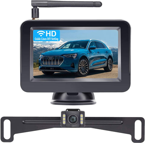 DoHonest Wireless Backup Camera and 4.3'' Monitor Kit, HD Color, Suitable for Cars,SUVs,Minivans,UTVs IP69 Waterproof Rear/Front View Camera - P7