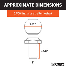 CURT 40002 Chrome Trailer Hitch Ball, 3,500 lbs, 1-7/8-Inch Diameter, 1 x 2-1/8-Inch Shank