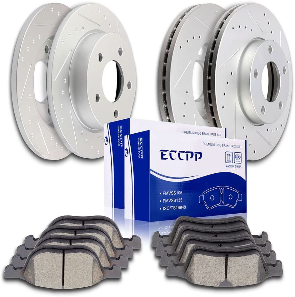 Brake Rotors Brakes Pads Kits,ECCPP 4pcs Front Rear Discs Brake Rotors and 8pcs Ceramic Disc Brake Pads Set for 2008 2009 2010 2011 2012 2013 Mazda 3