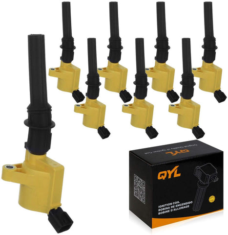 QYL Pack of 8 Ignition Coil Replacement for Ford F150 E150 E350 Crown Victoria Mustang Expedition 4.6L 5.4L 6.8L V8 DG508 C1454 C1417 FD503 DG457
