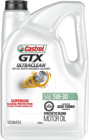 Castrol 03096 GTX ULTRACLEAN 5W-30 Motor Oil, 5 Quart