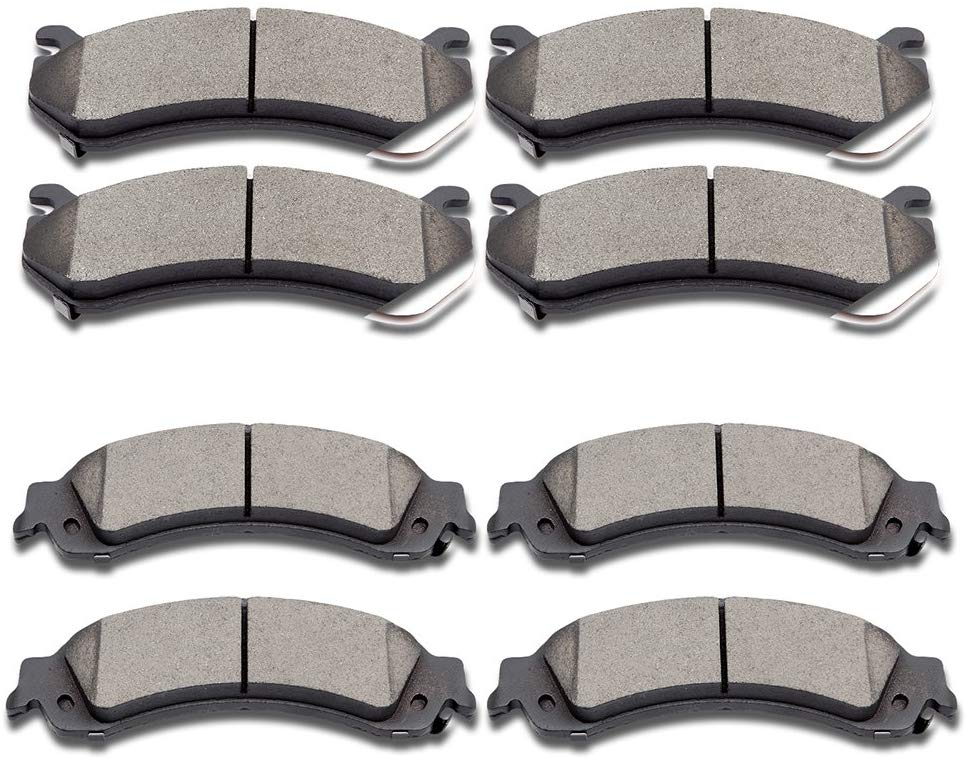 SCITOO Ceramic Front Rear Disc Brake Pad Set Compatible ATD785C ATD834C for Cadillac Escalade EXT ESV,Chevy Avalanche Silverado Suburban 1500/Tahoe,GMC Yukon/Sierra 1500