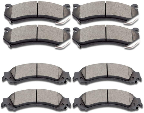 SCITOO Ceramic Front Rear Disc Brake Pad Set Compatible ATD785C ATD834C for Cadillac Escalade EXT ESV,Chevy Avalanche Silverado Suburban 1500/Tahoe,GMC Yukon/Sierra 1500