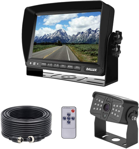 Vehicle Backup Camera kit,HD 1080P Waterproof Night Vision Rearview Cab Cam with 7 inch Monitor+ 4 PIN Camera Cable for Bus/Truck/Van/Trailer/ RV/ Camper/ Motor Home/Pickup/Harveste/Vehicles(12V-24V)