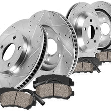 Callahan CDS04964 FRONT 370mm + REAR 340mm Drilled/Slotted 5 Lug [4] Rotors + Brake Pads + Sensors