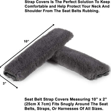 Lebogner Car Seat Belt Shoulder Pad, 2 Pack Soft Harness Cushion Protector, Comfortable Genuine Sheepskin Safety SeatBelt Strap Cover For Adult & Kid, Also Good For Backpack, Shoulder Bag & More, Grey