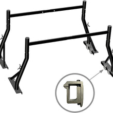 Truck Ladder Rack 800lbs Capacity with (8) Non-Drilling C-Clamps Heavy Duty Extendable Universal Pickup Truck Rack Two-bar Set Matte Black One Pair