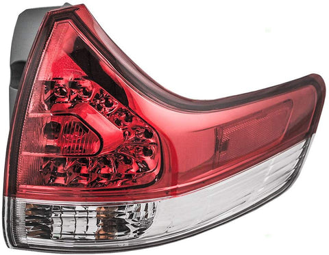 Taillight Tail Lamp Quarter Panel Mounted Red & Clear Lens Passenger Replacement for 11-14 Toyota Sienna Van 81550-08030