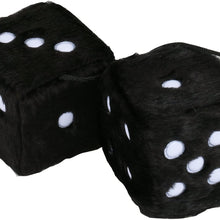 Mrcartool 3 inch Pair of Retro Square Mirror Hanging Dice Couple Fuzzy Plush Dice with Dots for Car Interior Ornament Decoration (Black)