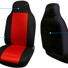FH Group FH-FB102114 Full Set Classic Cloth Car Seat Covers Red/Black Color with F11306 Vinyl Floor Mats- Fit Most Car, Truck, SUV, or Van