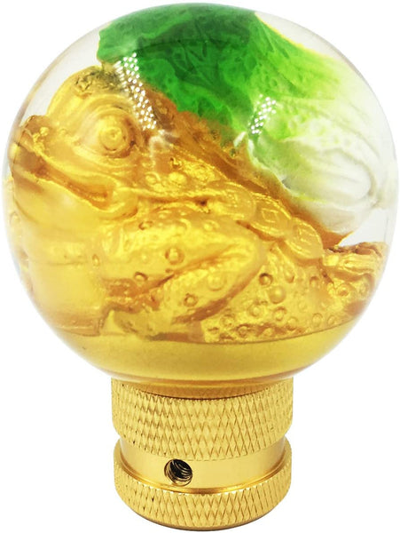 Bashineng Round Gold Shift Knob, Ball Style Gear Stick Shifter Lever Handle Fit Most Automatic Manual Truck SUV Cars