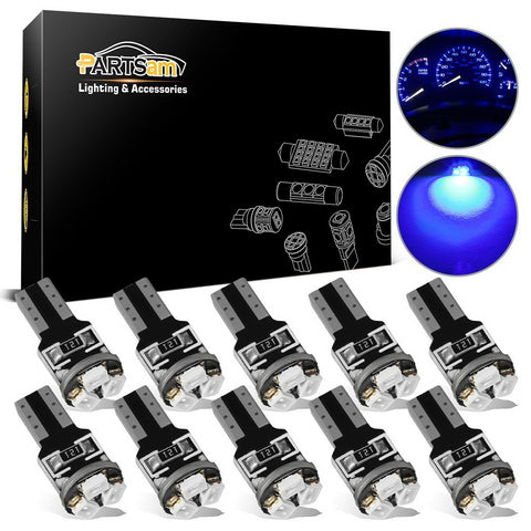 Partsam T5 74 37 LED Light Bulbs 17 18 70 Instrument Panel Gauge Cluster Dashboard Lighting Lights -10Pcs Blue