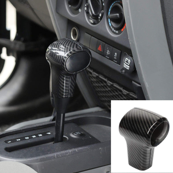 Car Gear Shift Knob Cover Trim Interior Accessories for Jeep Wrangler JK JKU 2007-2010 (Carbon Fiber Grain)