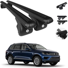 Roof Racks Lockable Cross Bars Carrier Cargo Racks Rail Aluminium with TUV Fits Black Set 2 Pcs for Volkswagen Touareg 2011-2017