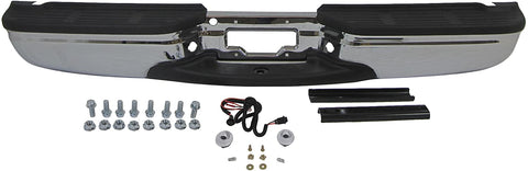 99-07 FORD SUPER DUTY F250 F350 450 550 REAR STEP BUMPER CHROME FULL ASSY WITH BRACKETS, WITH PADS, WITH HITCH, WITH LICENSE LAMP & CABLE (WITHOUT SENSOR HOLE)(OEM TYPE) FO1101141