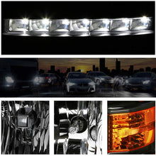 LED DRL Headlight Assembly Compatible with Chevy Silverado 14-15 Headlamps with Black Housing Amber Corner Pair