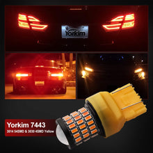 Yorkim Ultra Bright T20 7440 7443 W21W Led Bulb Amber for Backup Reverse Light, Break Light, Tail Light, Turn Signal Light Pack of 2 - Amber
