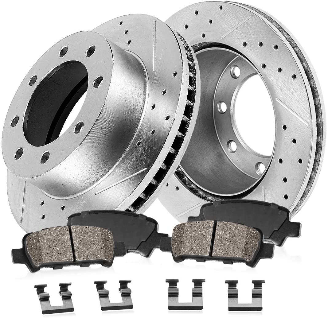 Callahan CDS02395 REAR 358.26mm D/S 8 Lug [2] Rotors + Ceramic Brake Pads + Hardware [ fit Dodge Ram 2500 Ram 3500 ]