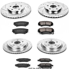 Power Stop K2816 Front & Rear Brake Kit with Drilled/Slotted Brake Rotors and Z23 Evolution Ceramic Brake Pads,Silver Zinc Plated