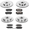 Power Stop K2816 Front & Rear Brake Kit with Drilled/Slotted Brake Rotors and Z23 Evolution Ceramic Brake Pads,Silver Zinc Plated