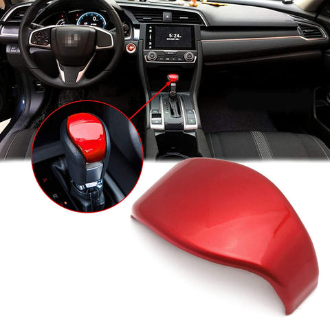 Xotic Tech Red Interior Gear Shift Knob Cover Decorative Trim for Honda Civic 10th Gen 2016 2017 2018 2019 2020 Automatic Transmission