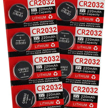 KeylessOption 2032 Battery Long Lasting 3v Lithium for Keyless Entry Remote Smart Key Fob Alarm Head Flip Keys CR2032 (10 Count)