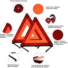 XOOL Triple Warning Triangle Emergency Warning Triangle Reflector Safety Triangle Kit Suitable for Roadside Emergencies, 3-Pack