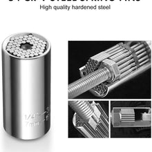 Universal Socket,BLENDX 1/4"-3/4" (7mm to19mm) Ratchet Universal Socket Set with Wrench Power Drill Adapter - Best Tool Present for Handyman Men Husband Father Boyfriend Him (Silver)
