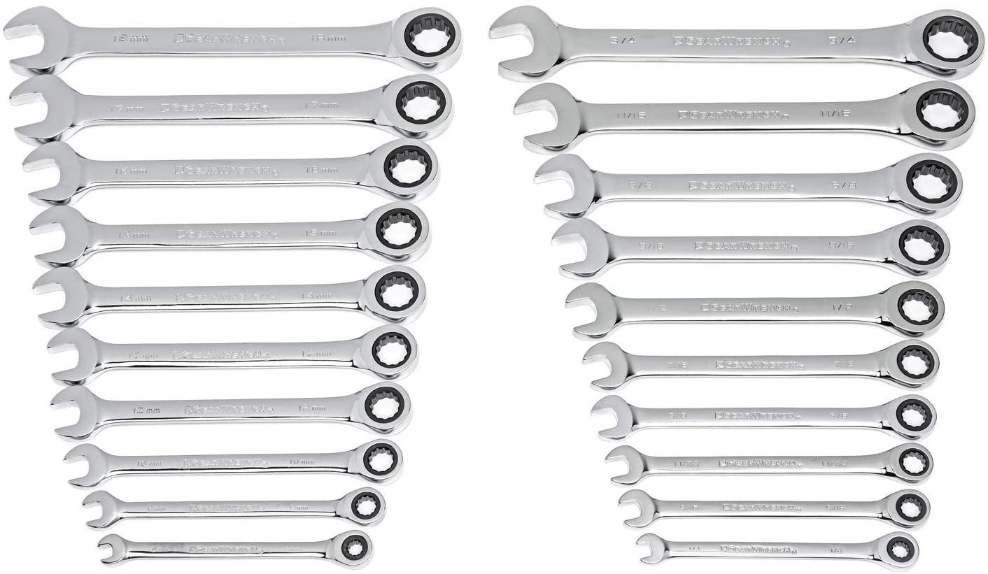 GEARWRENCH 20 Pc. Ratcheting Wrench Set, SAE/Metric - 35720