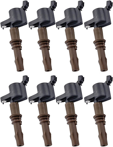 ENA Compatible with Pack of 8 Brown Boot Ignition Coils 2008-2016 Ford Expedition F450 F550 Super Duty Lincoln Navigator 8L3Z-12029-A C1659 DG521 4.6L 5.4L 6.8L
