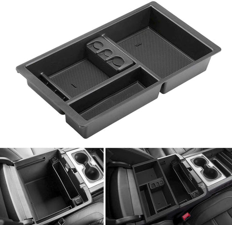 Seven Sparta Center Console Organizer for Chevy/Chevrolet Tahoe Suburban Silverado GMC Sierra Yukon 2015-2018 ABS Tray Armrest Box Secondary Storage Full Console w/Bucket Seats ONLY (Black)