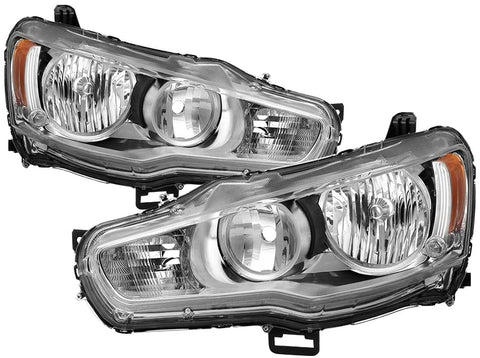 Mitsubishi Lancer 08-15 Headlights Chrome Housing Clear Lens style