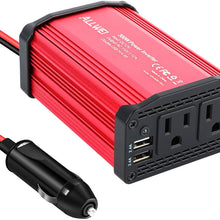300W Car Power Inverter DC 12V to 110V AC Converter 4.8A Dual USB Charging Ports Car Charger Adapter (Red)