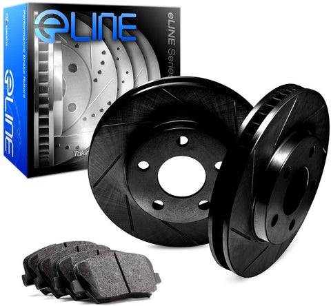 For 2016-2017 Hyundai Tucson Rear Black Slotted Brake Rotors+Ceramic Brake Pads