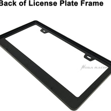 Mega Racer License Plate Frame Carbon Fiber 2 x Stainless Steel Printed Carbon Fiber License Plate Frame Front and Rear Holder with Steel Screws, Carbon Fiber License Frame JDM License Plate Frame
