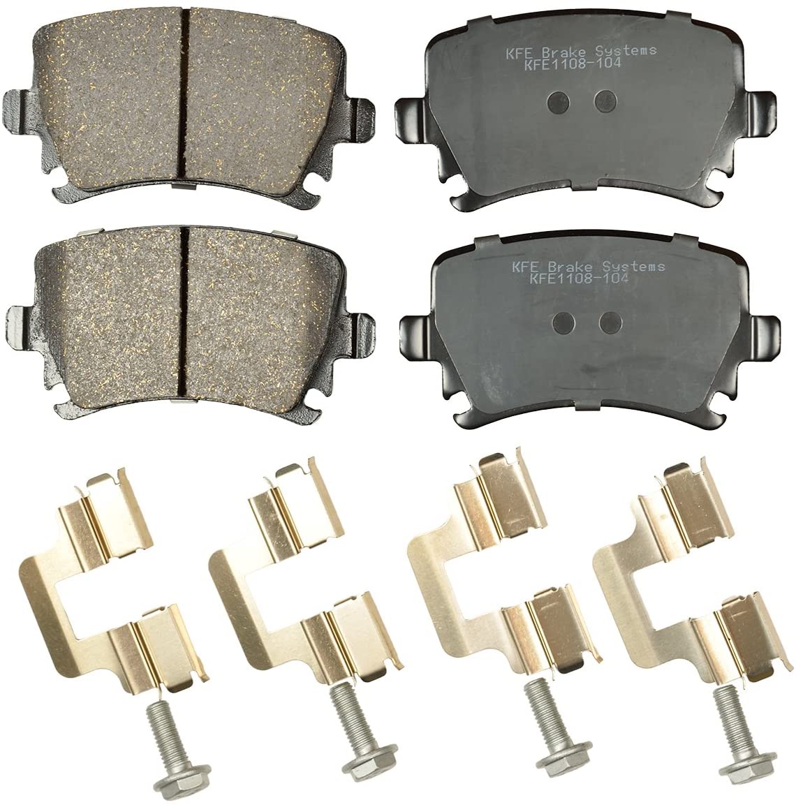 KFE KFE1108-104 Ultra Quiet Advanced Premium Ceramic Brake Pad Rear Set Compatible with: 2006-2009 Jetta, 2006-2010 Passat, CC, EOS, GTI, Tiguan, Rabbit; A3, Q3, TT