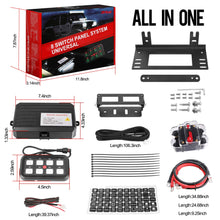 8 Gang Switch Panel, DJI 4X4 On-Off LED Car Switch Panel Circuit Control Relay System Box Universal Slim Touch Panel with Harness and Label Stickers for Truck Boat Jeep ATV UTV Caravan Marine