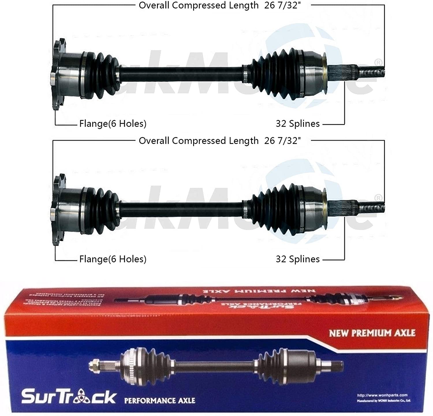 SurTrack Pair Set of 2 Rear CV Axle Shafts For Nissan Pathfinder 4.0L 2005-2012