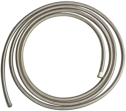 Lizudian 5 Feet Silver AN6 Nylon and Stainless Steel Braided Fuel Oil Gas Line Hose -6AN
