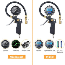 AstroAI Tire Inflator with Pressure Gauge, 100 PSI Air Chuck and Compressor Accessories Heavy Duty with Large 2.5" Easy Read Glow Dial, Durable Rubber Hose and Quick Connect Coupler